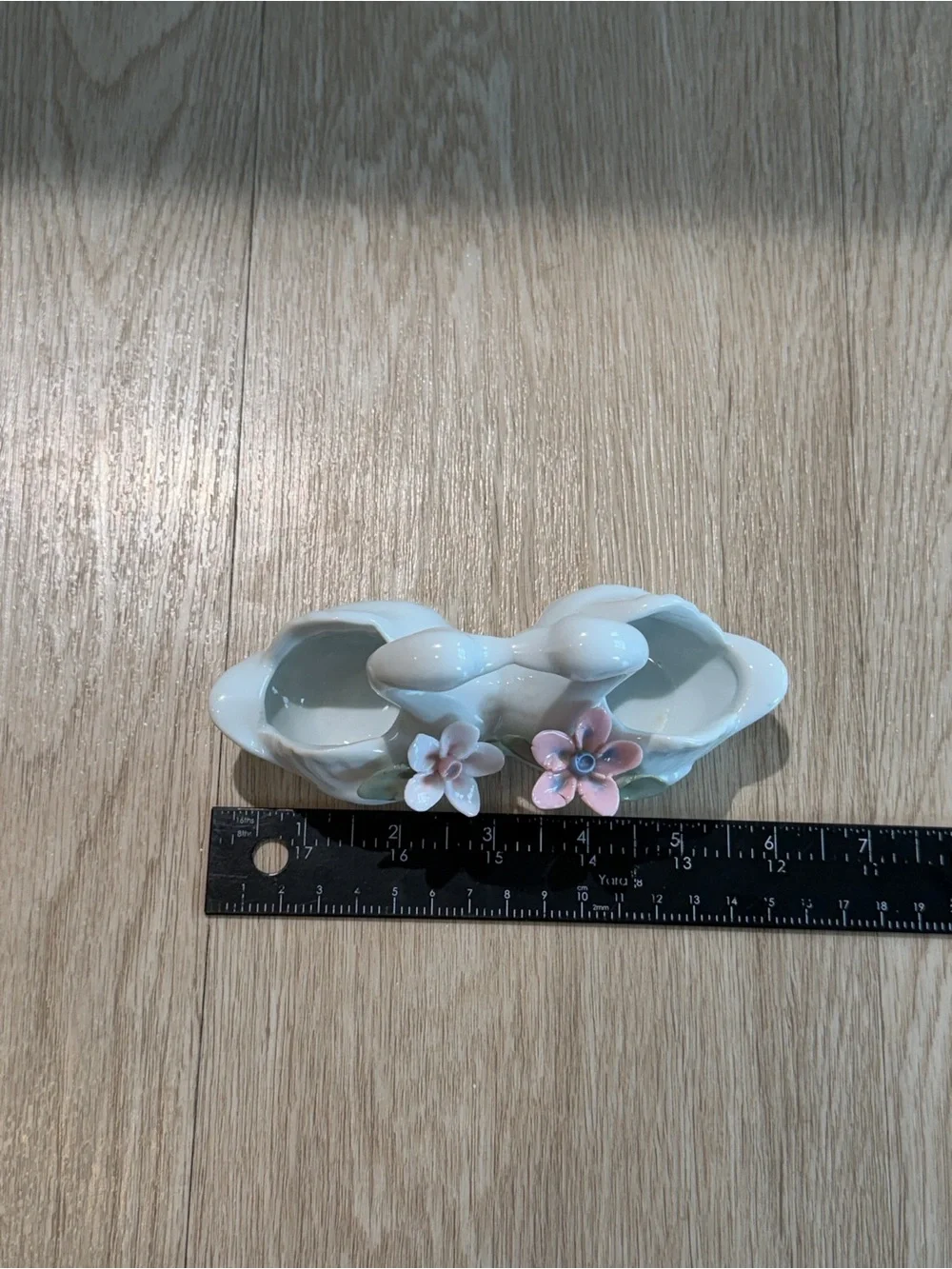 Vintage Porcelain Two Swans and Flowers Decorative Small Planter, Trinket Dish